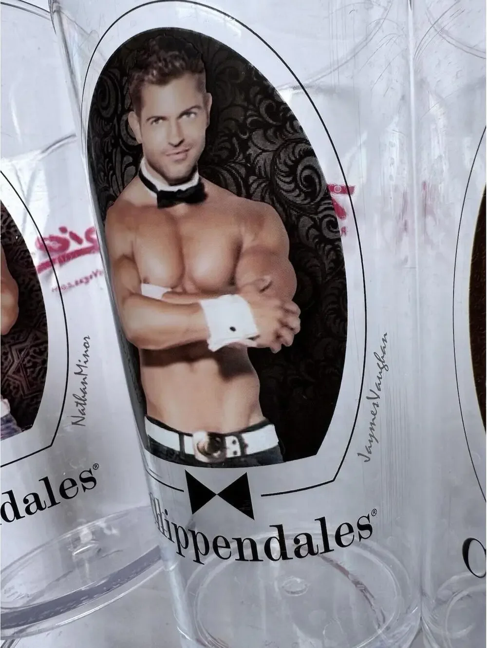 Chippendale Plastic Drinking Glasses, Six, Rio Las Vegas, Male Strippers